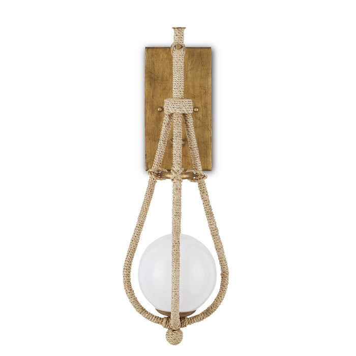 Currey and Company 5000-0211 One Light Wall Sconce, Natural/Gold/White