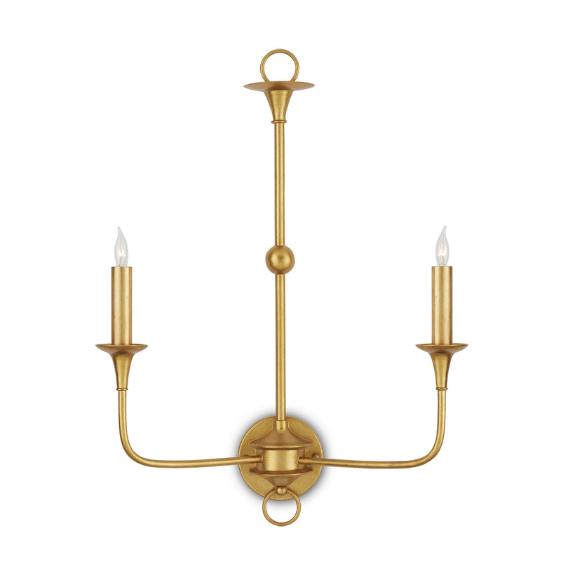 Currey and Company 5000-0214 Two Light Wall Sconce, Contemporary Gold Leaf
