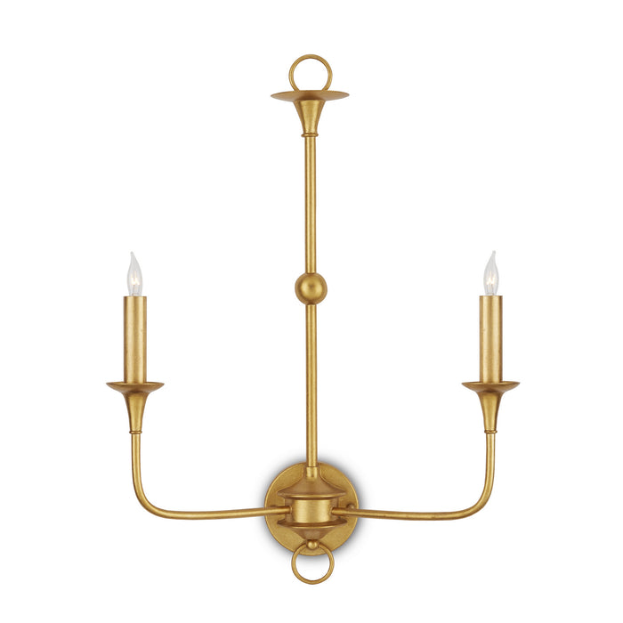 Currey and Company 5000-0214 Two Light Wall Sconce, Contemporary Gold Leaf