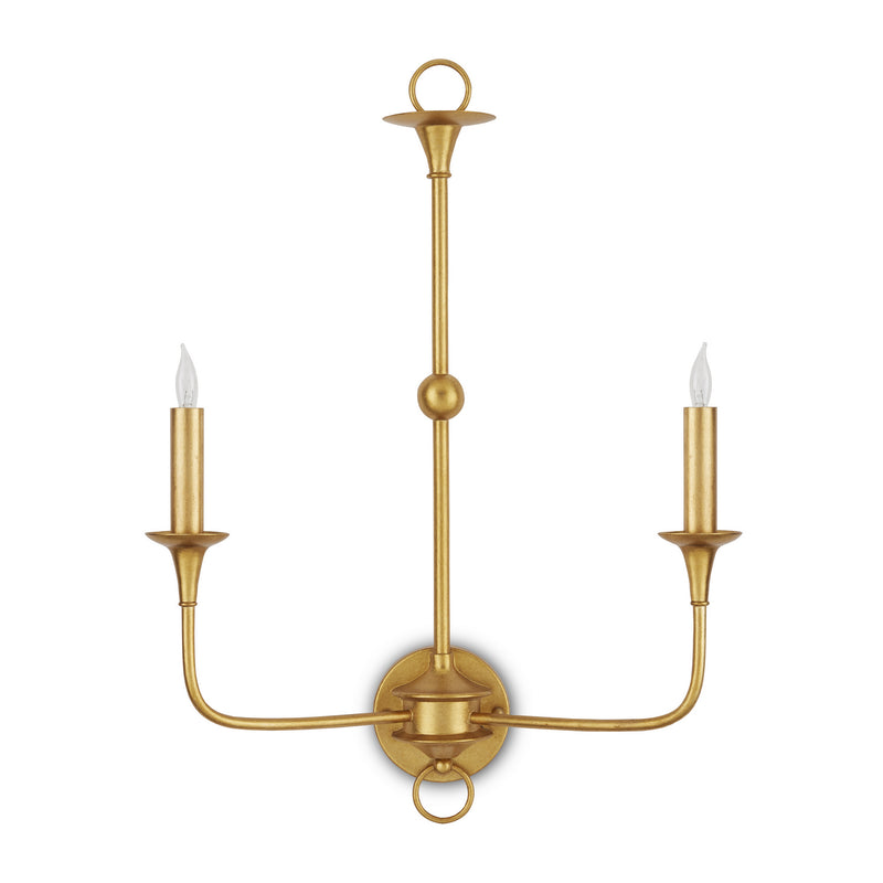 Currey and Company 5000-0214 Two Light Wall Sconce, Contemporary Gold Leaf