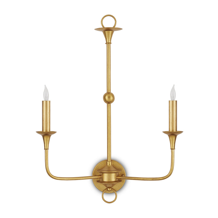 Currey and Company 5000-0214 Two Light Wall Sconce, Contemporary Gold Leaf