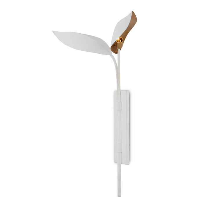 Currey and Company 5000-0220 Two Light Wall Sconce, White/Gold Leaf