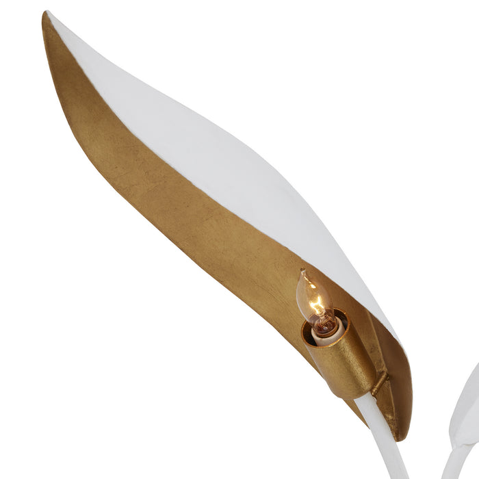 Currey and Company 5000-0220 Two Light Wall Sconce, White/Gold Leaf