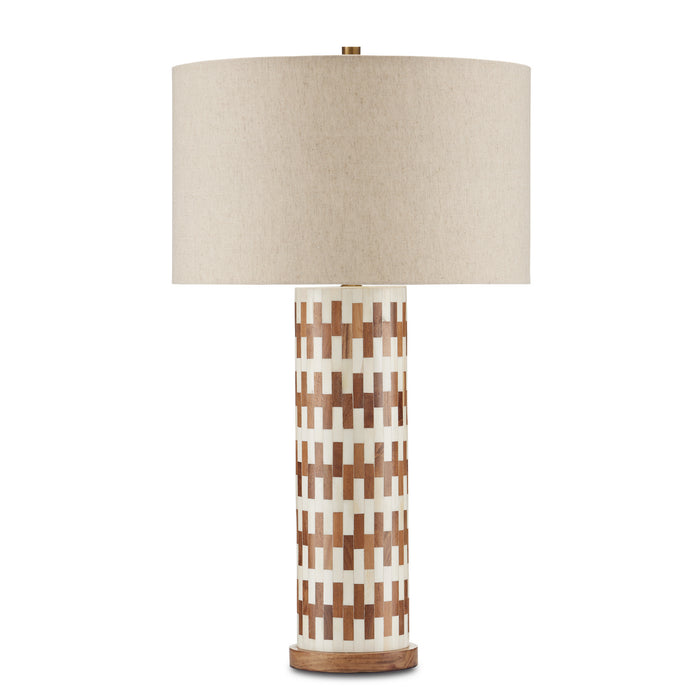 Currey and Company 6000-0824 One Light Table Lamp, White/Natural/Antique Brass