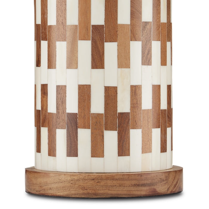 Currey and Company 6000-0824 One Light Table Lamp, White/Natural/Antique Brass