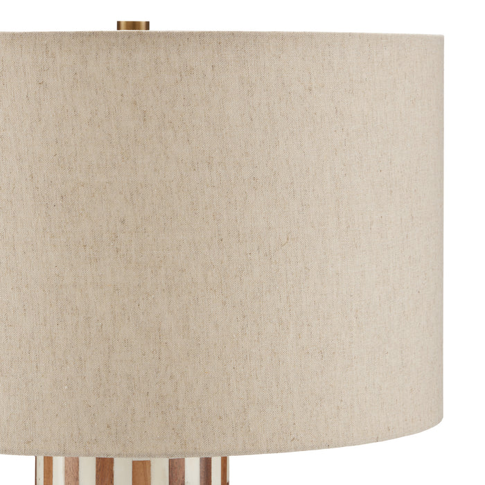 Currey and Company 6000-0824 One Light Table Lamp, White/Natural/Antique Brass