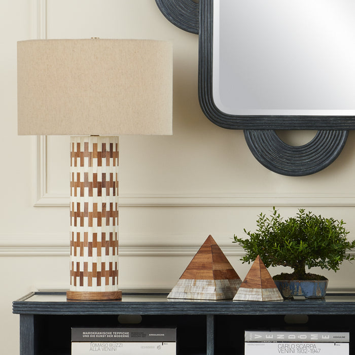 Currey and Company 6000-0824 One Light Table Lamp, White/Natural/Antique Brass