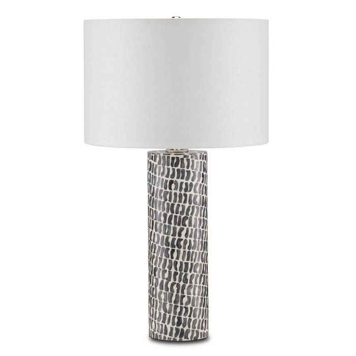 Currey and Company 6000-0826 One Light Table Lamp, Gray/White/Polished Nickel
