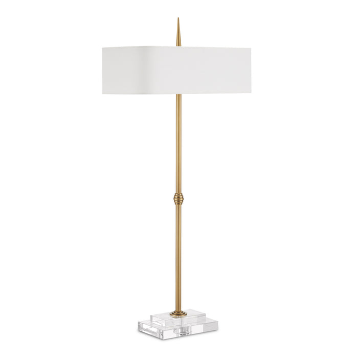 Currey and Company 6000-0833 Two Light Table Lamp, Antique Brass/Clear
