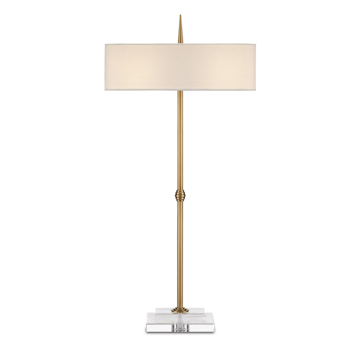 Currey and Company 6000-0833 Two Light Table Lamp, Antique Brass/Clear