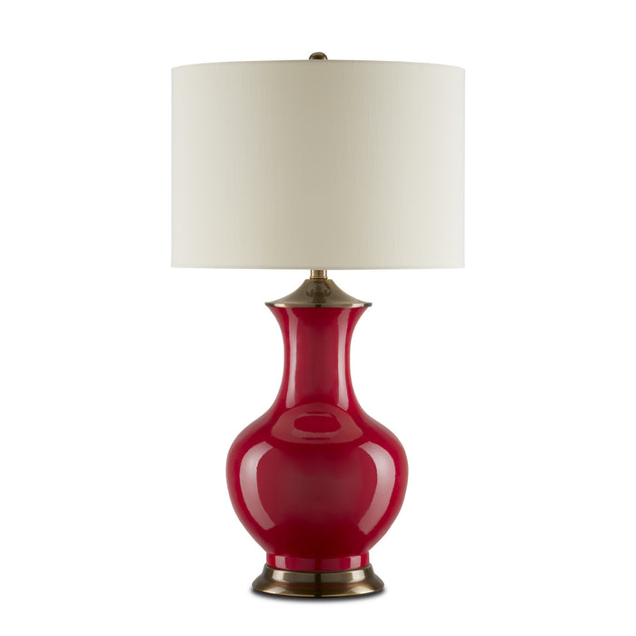Currey and Company 6000-0840 One Light Table Lamp, Red/Antique Brass
