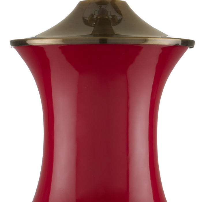 Currey and Company 6000-0840 One Light Table Lamp, Red/Antique Brass