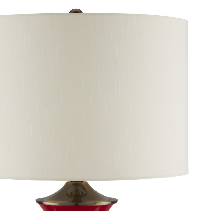 Currey and Company 6000-0840 One Light Table Lamp, Red/Antique Brass