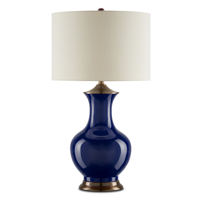 Currey and Company 6000-0841 One Light Table Lamp, Blue/Antique Brass
