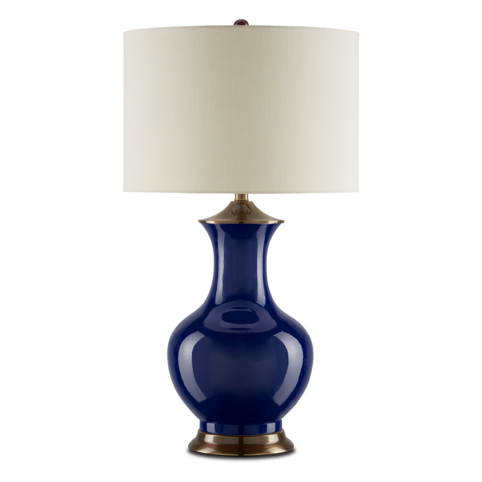Currey and Company 6000-0841 One Light Table Lamp, Blue/Antique Brass