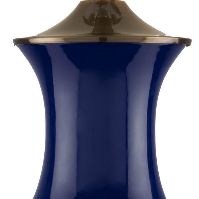 Currey and Company 6000-0841 One Light Table Lamp, Blue/Antique Brass