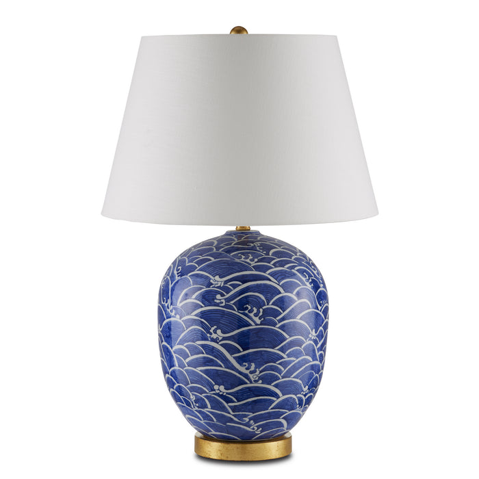 Currey and Company 6000-0842 One Light Table Lamp, Blue/White/Gold Leaf
