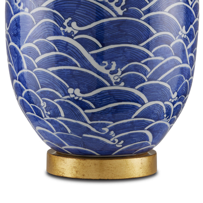 Currey and Company 6000-0842 One Light Table Lamp, Blue/White/Gold Leaf