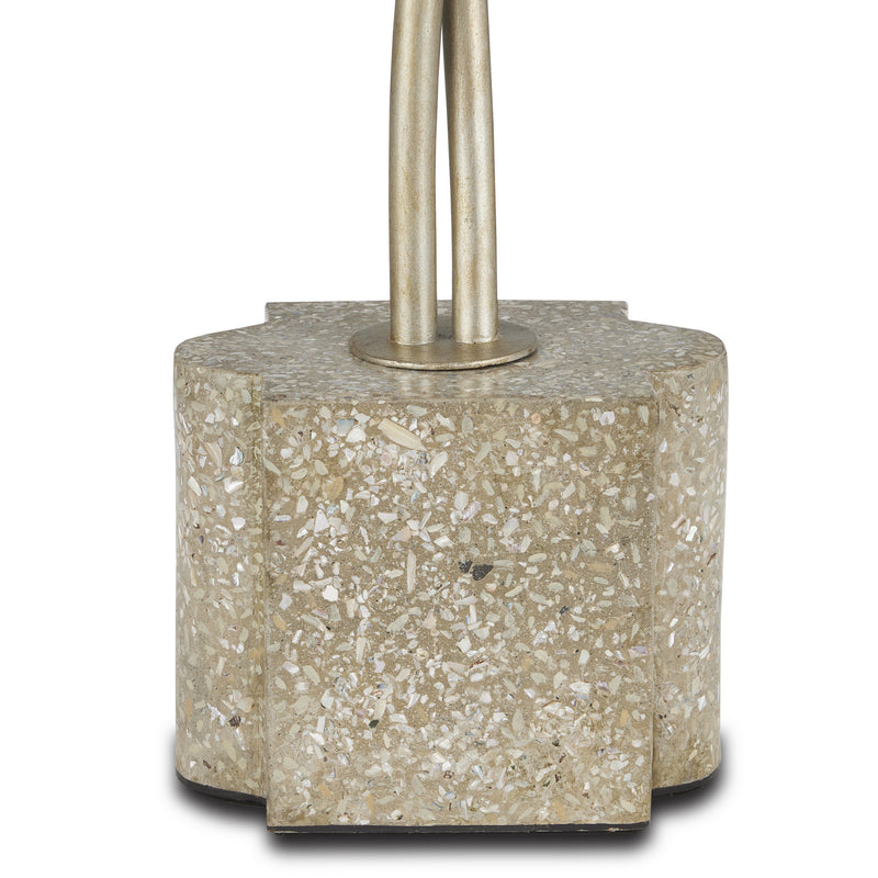 Currey and Company 6000-0855 Two Light Table Lamp, Contemporary Silver Leaf/Contemporary Gold Leaf/Abalone Polished Concrete