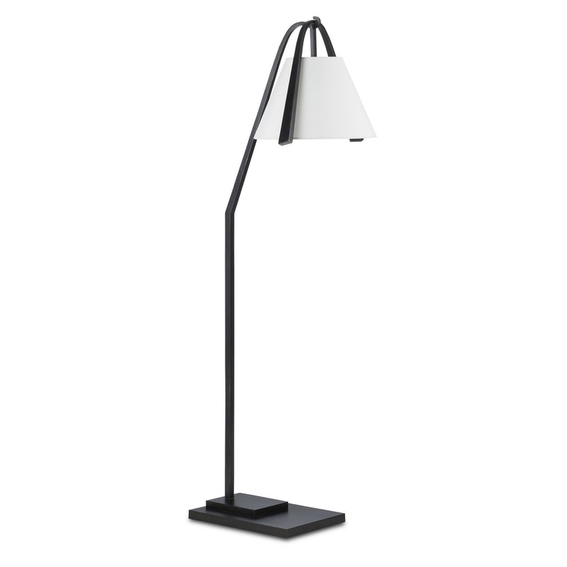 Currey and Company 8000-0122 One Light Floor Lamp, Satin Black/Brushed Brown