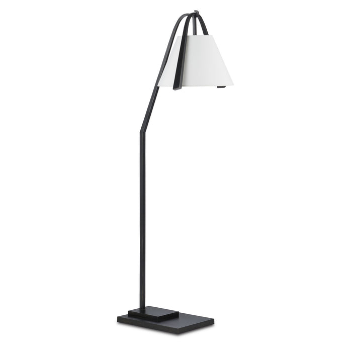Currey and Company 8000-0122 One Light Floor Lamp, Satin Black/Brushed Brown