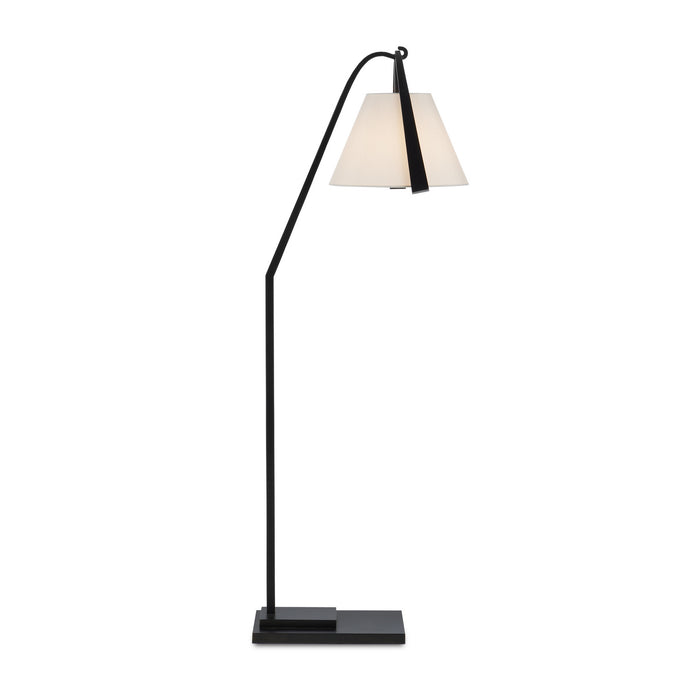 Currey and Company 8000-0122 One Light Floor Lamp, Satin Black/Brushed Brown