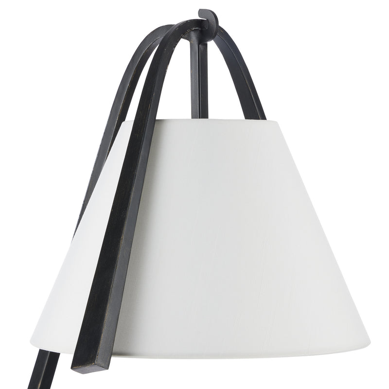 Currey and Company 8000-0122 One Light Floor Lamp, Satin Black/Brushed Brown