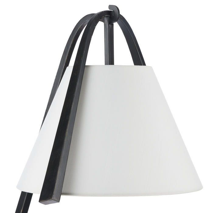 Currey and Company 8000-0122 One Light Floor Lamp, Satin Black/Brushed Brown