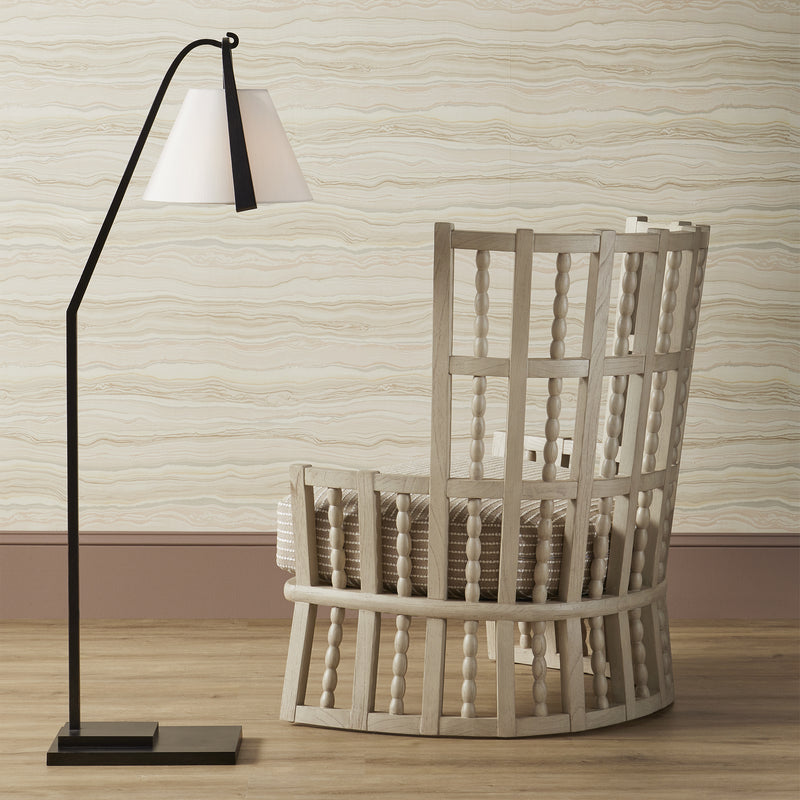 Currey and Company 8000-0122 One Light Floor Lamp, Satin Black/Brushed Brown