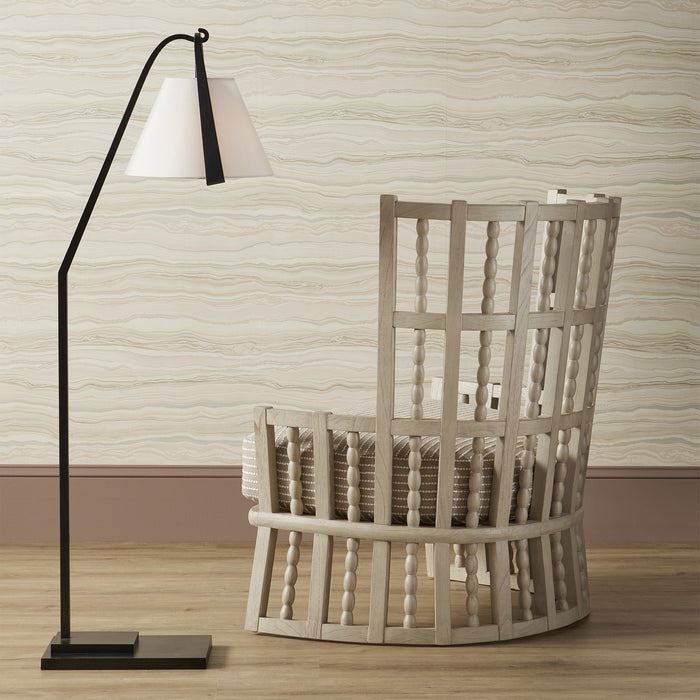 Currey and Company 8000-0122 One Light Floor Lamp, Satin Black/Brushed Brown
