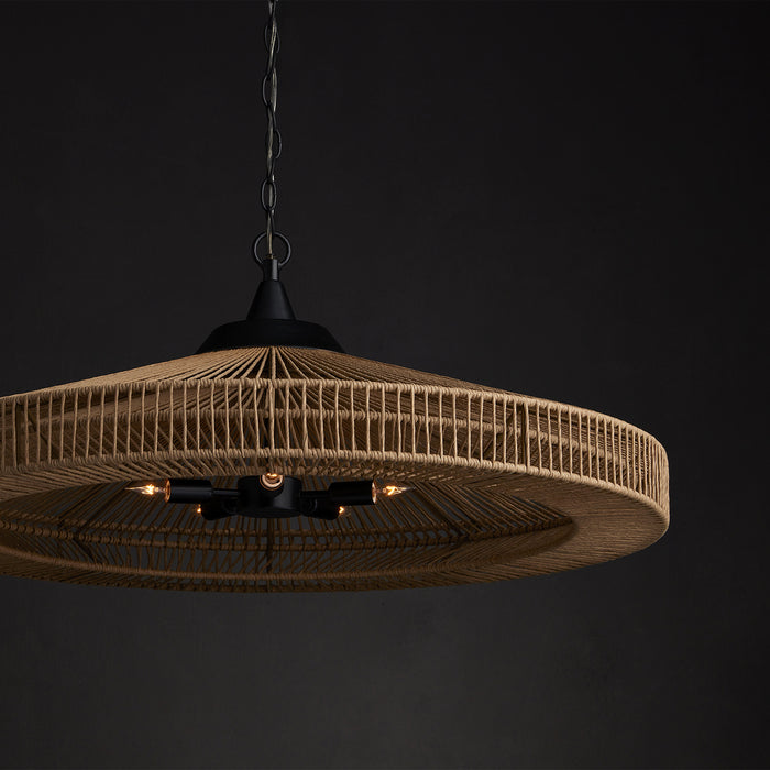 Currey and Company 9000-0921 Five Light Chandelier, Natural/Satin Black
