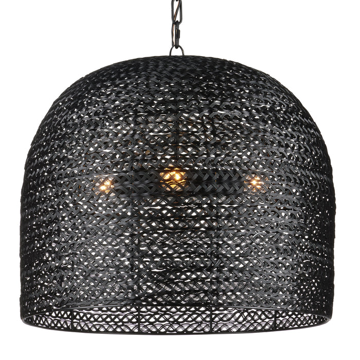 Currey and Company 9000-0961 Three Light Pendant, Satin Black