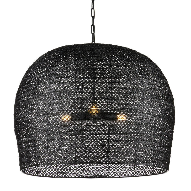 Currey and Company 9000-0962 Three Light Pendant, Satin Black
