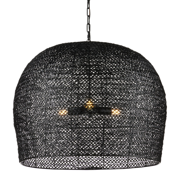 Currey and Company 9000-0962 Three Light Pendant, Satin Black