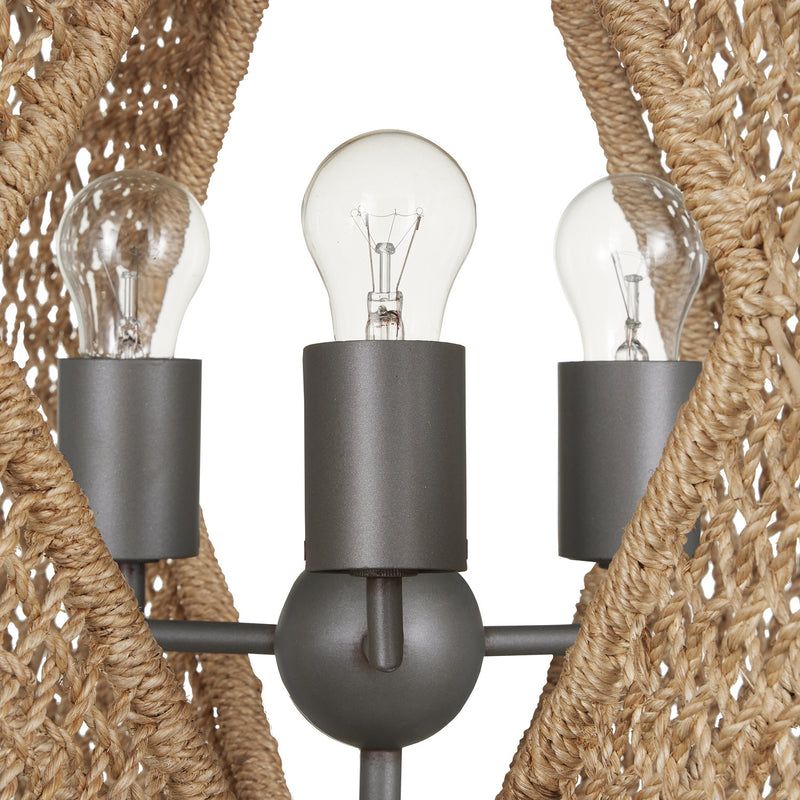 Currey and Company 9000-0965 Three Light Chandelier, Natural Rope/Hiroshi Gray