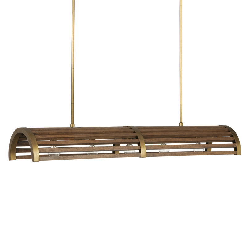 Currey and Company 9000-0967 Five Light Chandelier, Chestnut/Brass