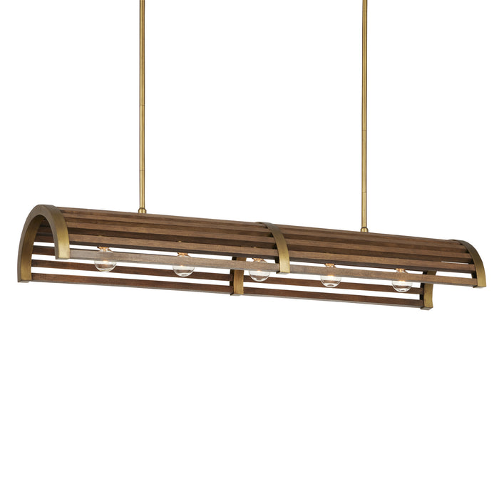 Currey and Company 9000-0967 Five Light Chandelier, Chestnut/Brass