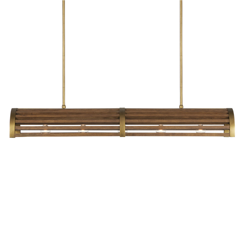 Currey and Company 9000-0967 Five Light Chandelier, Chestnut/Brass