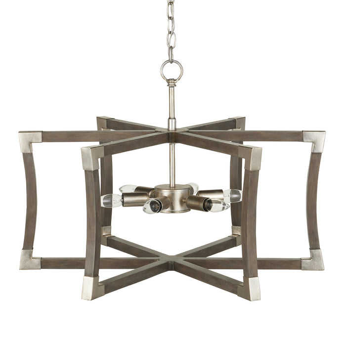Currey and Company 9000-0968 Six Light Lantern, Chateau Gray/Contemporary Silver Leaf