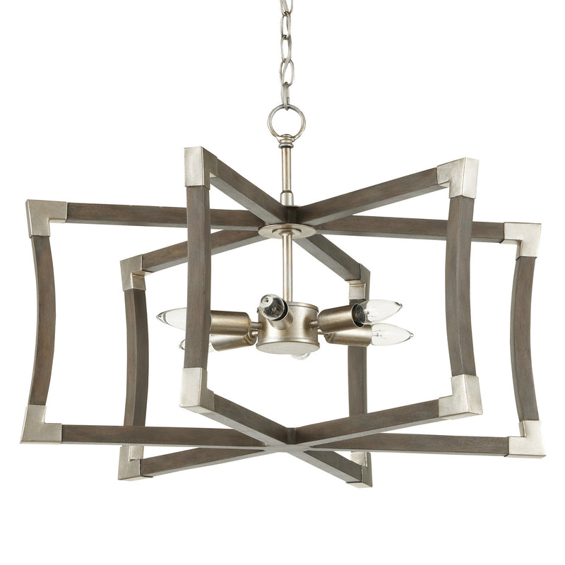 Currey and Company 9000-0968 Six Light Lantern, Chateau Gray/Contemporary Silver Leaf