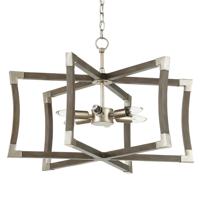 Currey and Company 9000-0968 Six Light Lantern, Chateau Gray/Contemporary Silver Leaf