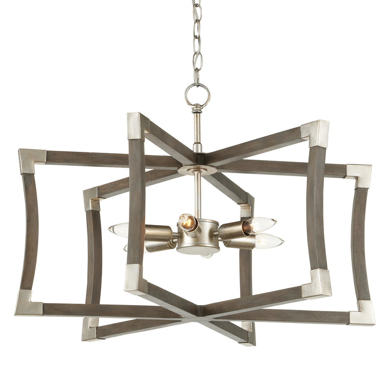 Currey and Company 9000-0968 Six Light Lantern, Chateau Gray/Contemporary Silver Leaf
