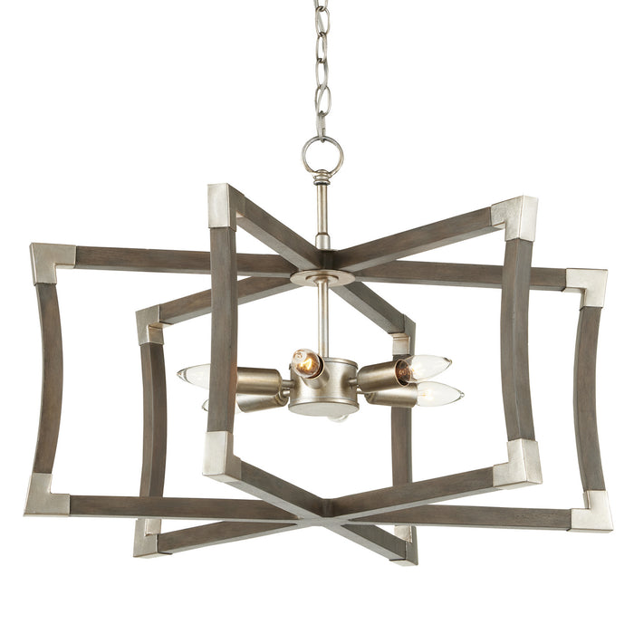 Currey and Company 9000-0968 Six Light Lantern, Chateau Gray/Contemporary Silver Leaf