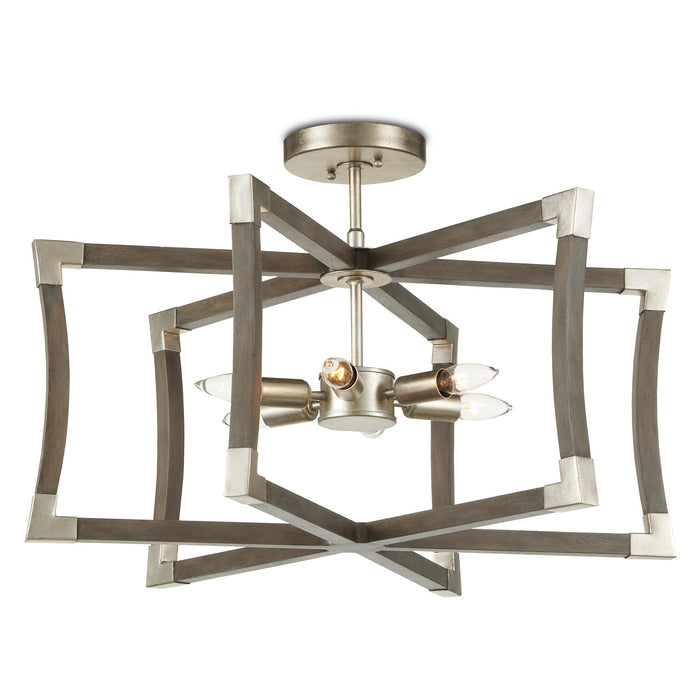 Currey and Company 9000-0968 Six Light Lantern, Chateau Gray/Contemporary Silver Leaf