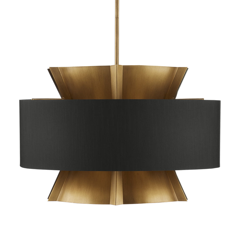 Currey and Company 9000-0970 Six Light Chandelier, Brass/Black