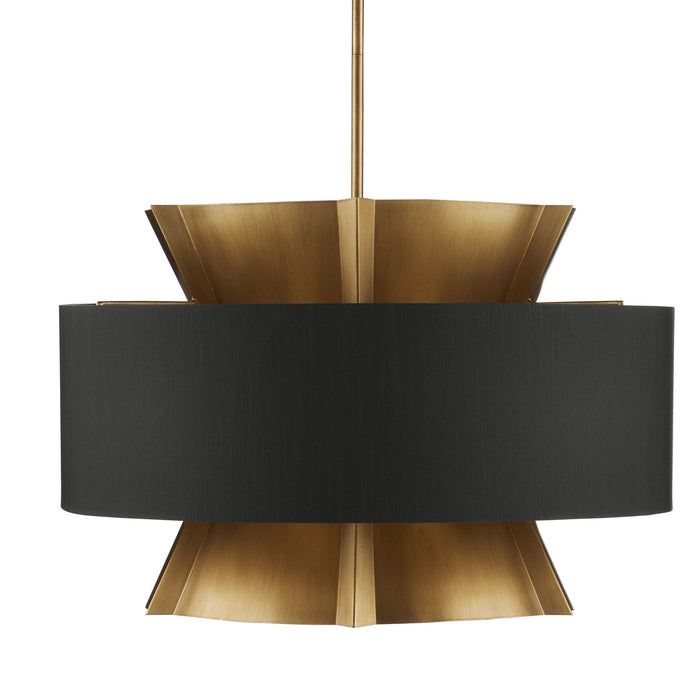 Currey and Company 9000-0970 Six Light Chandelier, Brass/Black