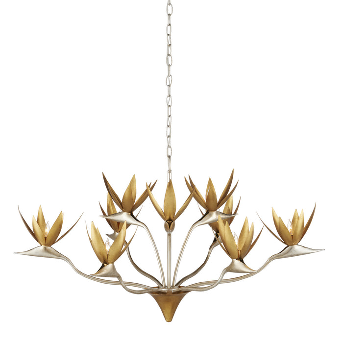 Currey and Company 9000-0973 Nine Light Chandelier, Contemporary Silver Leaf/Contemporary Gold Leaf/ Contemporary Gold