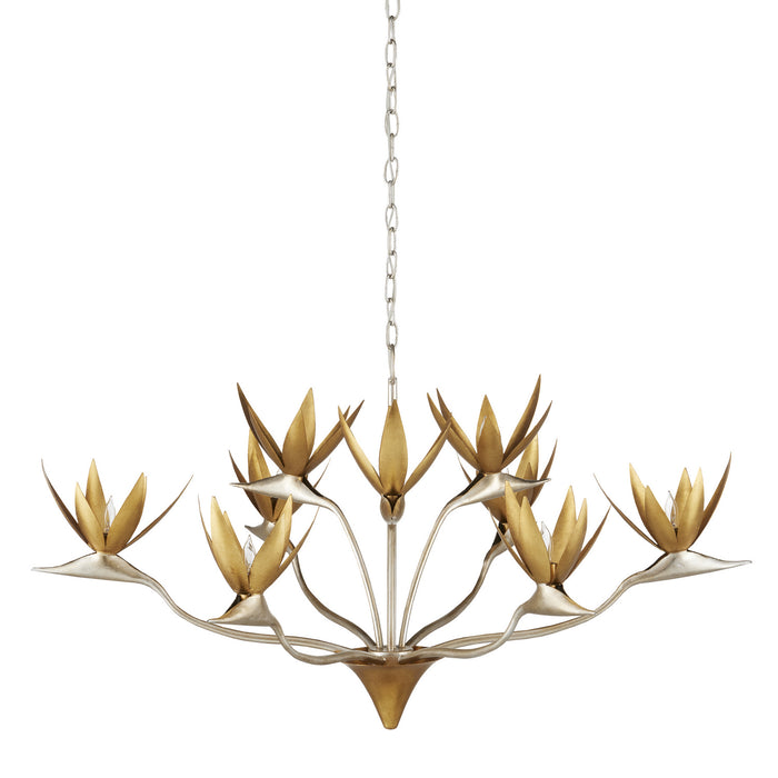 Currey and Company 9000-0973 Nine Light Chandelier, Contemporary Silver Leaf/Contemporary Gold Leaf/ Contemporary Gold