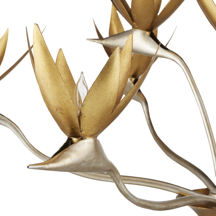 Currey and Company 9000-0973 Nine Light Chandelier, Contemporary Silver Leaf/Contemporary Gold Leaf/ Contemporary Gold