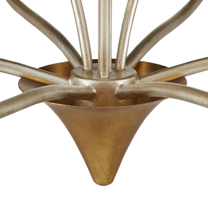 Currey and Company 9000-0973 Nine Light Chandelier, Contemporary Silver Leaf/Contemporary Gold Leaf/ Contemporary Gold
